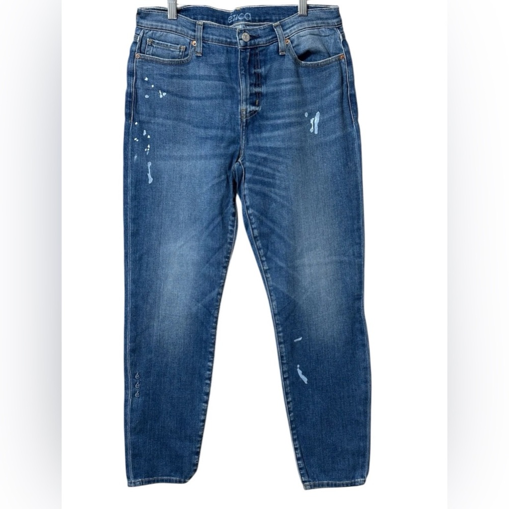 NWOT Etica Lily Ankle Mid Rise Skinny Blue Distressed Denim Jeans